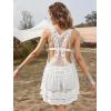 imageEomenie Womens Swimsuit Lace Cover Up Loose Sheer Sleeveless Swim Cover Sexy Backless Bathing Suit Coverup Beach DressWhite