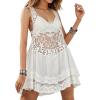 imageEomenie Womens Swimsuit Lace Cover Up Loose Sheer Sleeveless Swim Cover Sexy Backless Bathing Suit Coverup Beach DressWhite