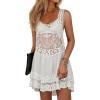 imageEomenie Womens Swimsuit Lace Cover Up Loose Sheer Sleeveless Swim Cover Sexy Backless Bathing Suit Coverup Beach DressWhite