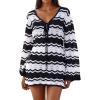 imageEomenie Women Crochet Swim Cover Up Summer Bathing Suit Hollow Out Long Sleeve Dress Coverup Mesh Knit Beach OutfitsBlack and White