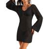 imageEomenie Womens Crochet Swimsuit Cover Up Knit Long Sleeve Bathing Suit Coverups 2025 Summer Swimwear Beach DressBlack