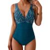 imageEomenie Womens One Piece Swimsuits Tummy Control Ruched Push Up Bathing Suit Tie Back Slimming SwimwearPeacock Green Spot