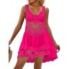 imageEomenie Womens Swimsuit Lace Cover Up Loose Sheer Sleeveless Swim Cover Sexy Backless Bathing Suit Coverup Beach DressPink