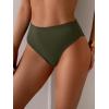 imageEomenie Sexy Bikini Bottom for Women Ruched Swim Bottom Cheeky Swimsuit Mid Waisted Tankini Bottoms OnlyArmy Green
