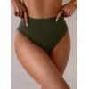 imageEomenie Sexy Bikini Bottom for Women Ruched Swim Bottom Cheeky Swimsuit Mid Waisted Tankini Bottoms OnlyArmy Green