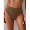 imageEomenie Sexy Bikini Bottom for Women Ruched Swim Bottom Cheeky Swimsuit Mid Waisted Tankini Bottoms OnlyBrown
