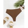 imageEomenie Sexy Bikini Bottom for Women Ruched Swim Bottom Cheeky Swimsuit Mid Waisted Tankini Bottoms OnlyBrown