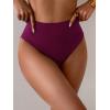 imageEomenie Sexy Bikini Bottom for Women Ruched Swim Bottom Cheeky Swimsuit Mid Waisted Tankini Bottoms OnlyBurgundy