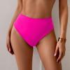 imageEomenie Sexy Bikini Bottom for Women Ruched Swim Bottom Cheeky Swimsuit Mid Waisted Tankini Bottoms OnlyHot Pink