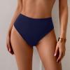 imageEomenie Sexy Bikini Bottom for Women Ruched Swim Bottom Cheeky Swimsuit Mid Waisted Tankini Bottoms OnlyNavy Blue