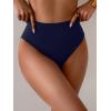 imageEomenie Sexy Bikini Bottom for Women Ruched Swim Bottom Cheeky Swimsuit Mid Waisted Tankini Bottoms OnlyNavy Blue