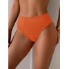 imageEomenie Sexy Bikini Bottom for Women Ruched Swim Bottom Cheeky Swimsuit Mid Waisted Tankini Bottoms OnlyOrange