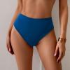 imageEomenie Sexy Bikini Bottom for Women Ruched Swim Bottom Cheeky Swimsuit Mid Waisted Tankini Bottoms OnlyPeacock Blue