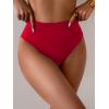 imageEomenie Sexy Bikini Bottom for Women Ruched Swim Bottom Cheeky Swimsuit Mid Waisted Tankini Bottoms OnlyRed