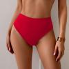 imageEomenie Sexy Bikini Bottom for Women Ruched Swim Bottom Cheeky Swimsuit Mid Waisted Tankini Bottoms OnlyRed