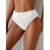 imageEomenie Sexy Bikini Bottom for Women Ruched Swim Bottom Cheeky Swimsuit Mid Waisted Tankini Bottoms OnlyWhite