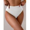 imageEomenie Sexy Bikini Bottom for Women Ruched Swim Bottom Cheeky Swimsuit Mid Waisted Tankini Bottoms OnlyWhite