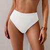 imageEomenie Sexy Bikini Bottom for Women Ruched Swim Bottom Cheeky Swimsuit Mid Waisted Tankini Bottoms OnlyWhite