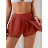 imageEomenie Swim Shorts for Women Tummy Control Boy Shorts High Waisted Bathing Suit Bottom with Builtin PantyBrick Red