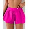 imageEomenie Swim Shorts for Women Tummy Control Boy Shorts High Waisted Bathing Suit Bottom with Builtin PantyHot Pink