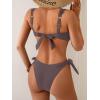 imageEomenie Womens Bikini Sets Two Piece Metal Swimsuits V Neck Lace Up Bathing Suits Sexy Wide Strap Tie Back SwimwearAbrown
