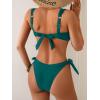 imageEomenie Womens Bikini Sets Two Piece Metal Swimsuits V Neck Lace Up Bathing Suits Sexy Wide Strap Tie Back SwimwearApeacock Green
