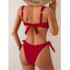 imageEomenie Womens Bikini Sets Two Piece Metal Swimsuits V Neck Lace Up Bathing Suits Sexy Wide Strap Tie Back SwimwearAred