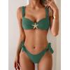 imageEomenie Womens Bikini Sets Two Piece Metal Swimsuits V Neck Lace Up Bathing Suits Sexy Wide Strap Tie Back SwimwearArmy Green