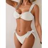 imageEomenie Womens Bikini Sets Two Piece Metal Swimsuits V Neck Lace Up Bathing Suits Sexy Wide Strap Tie Back SwimwearAwhite