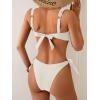 imageEomenie Womens Bikini Sets Two Piece Metal Swimsuits V Neck Lace Up Bathing Suits Sexy Wide Strap Tie Back SwimwearAwhite