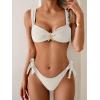 imageEomenie Womens Bikini Sets Two Piece Metal Swimsuits V Neck Lace Up Bathing Suits Sexy Wide Strap Tie Back SwimwearAwhite
