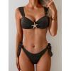 imageEomenie Womens Bikini Sets Two Piece Metal Swimsuits V Neck Lace Up Bathing Suits Sexy Wide Strap Tie Back SwimwearBbrown
