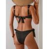 imageEomenie Womens Bikini Sets Two Piece Metal Swimsuits V Neck Lace Up Bathing Suits Sexy Wide Strap Tie Back SwimwearBbrown