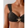 imageEomenie Womens Bikini Sets Two Piece Metal Swimsuits V Neck Lace Up Bathing Suits Sexy Wide Strap Tie Back SwimwearBbrown