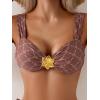 imageEomenie Womens Bikini Sets Two Piece Metal Swimsuits V Neck Lace Up Bathing Suits Sexy Wide Strap Tie Back SwimwearBrown Printing