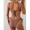 imageEomenie Womens Bikini Sets Two Piece Metal Swimsuits V Neck Lace Up Bathing Suits Sexy Wide Strap Tie Back SwimwearBrown Printing