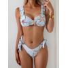 imageEomenie Womens Bikini Sets Two Piece Metal Swimsuits V Neck Lace Up Bathing Suits Sexy Wide Strap Tie Back SwimwearLight Blue Printing