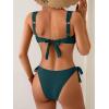 imageEomenie Womens Bikini Sets Two Piece Metal Swimsuits V Neck Lace Up Bathing Suits Sexy Wide Strap Tie Back SwimwearPeacock Green