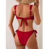 imageEomenie Womens Bikini Sets Two Piece Metal Swimsuits V Neck Lace Up Bathing Suits Sexy Wide Strap Tie Back SwimwearRed