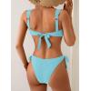 imageEomenie Womens Bikini Sets Two Piece Metal Swimsuits V Neck Lace Up Bathing Suits Sexy Wide Strap Tie Back SwimwearSky Blue