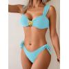 imageEomenie Womens Bikini Sets Two Piece Metal Swimsuits V Neck Lace Up Bathing Suits Sexy Wide Strap Tie Back SwimwearSky Blue