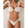 imageEomenie Womens Bikini Sets Two Piece Metal Swimsuits V Neck Lace Up Bathing Suits Sexy Wide Strap Tie Back SwimwearWhite