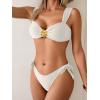 imageEomenie Womens Bikini Sets Two Piece Metal Swimsuits V Neck Lace Up Bathing Suits Sexy Wide Strap Tie Back SwimwearWhite