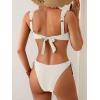 imageEomenie Womens Bikini Sets Two Piece Metal Swimsuits V Neck Lace Up Bathing Suits Sexy Wide Strap Tie Back SwimwearWhite