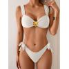 imageEomenie Womens Bikini Sets Two Piece Metal Swimsuits V Neck Lace Up Bathing Suits Sexy Wide Strap Tie Back SwimwearWhite