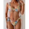 imageEomenie Womens Bikini Sets Two Piece Metal Swimsuits V Neck Lace Up Bathing Suits Sexy Wide Strap Tie Back SwimwearYellow Green Print