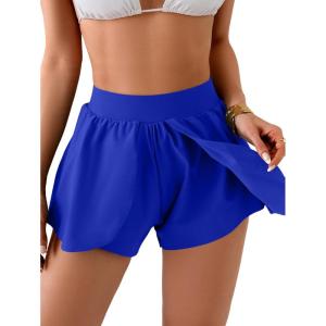 imageEomenie Swim Shorts for Women Tummy Control Boy Shorts High Waisted Bathing Suit Bottom with Builtin PantyRoyal Blue