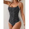 imageEomenie One Piece Swimsuit for Women Tummy Control Ruched Bathing Suit Spaghetti Straps Color Block Slimming Swim SuitsBlack Dot