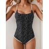 imageEomenie One Piece Swimsuit for Women Tummy Control Ruched Bathing Suit Spaghetti Straps Color Block Slimming Swim SuitsBlack Dot