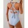 imageEomenie One Piece Swimsuit for Women Tummy Control Cutout Bathing Suit V Neck Tie Back Swim SuitBlue Pink Print